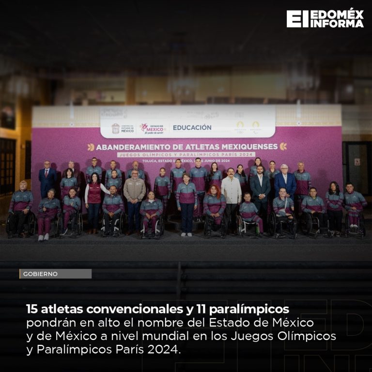 Abandera Gobernadora Delfina Gómez Álvarez a la delegación mexiquense que participará en los Juegos Olímpicos y Paralímpicos París 2024