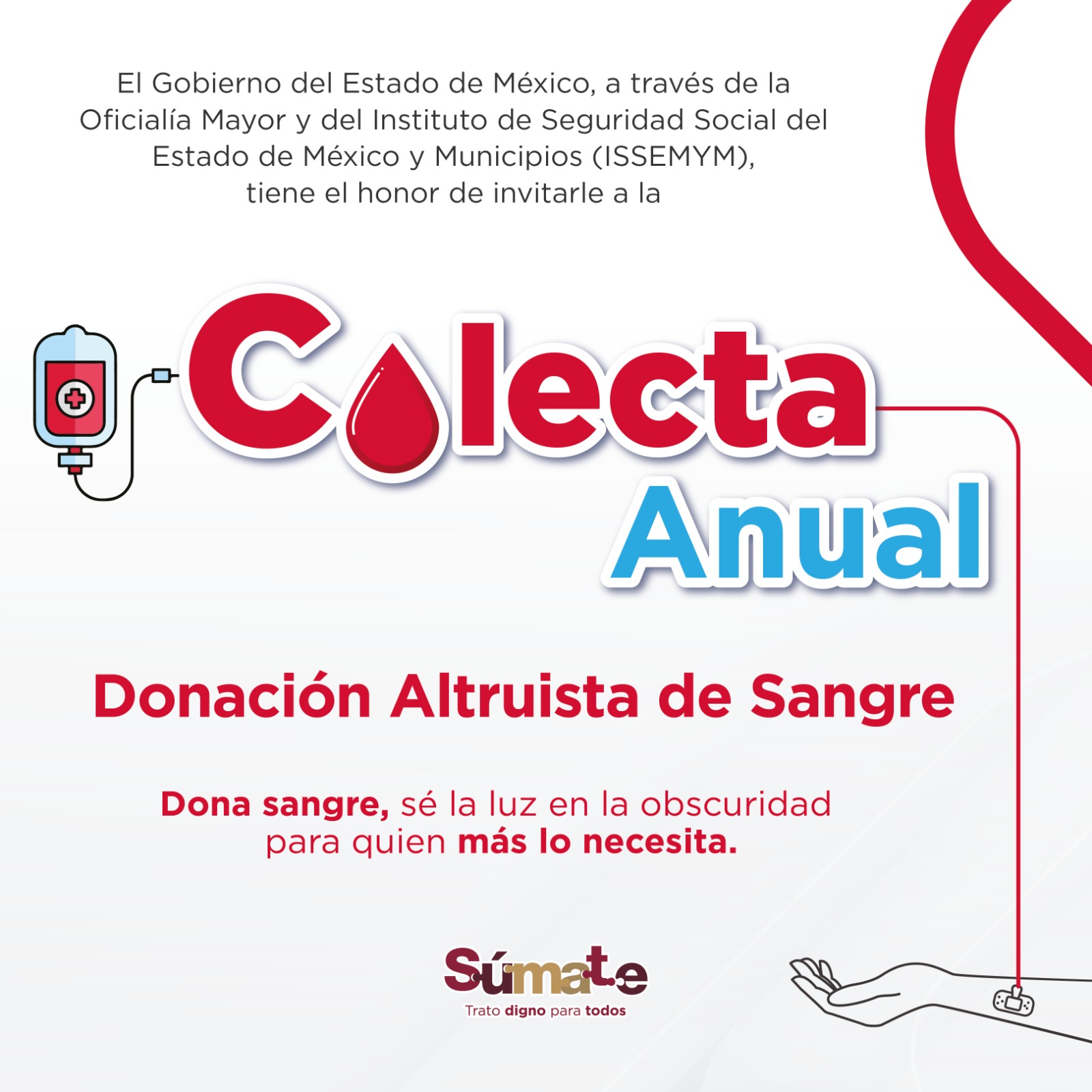 Invita ISSEMYM a participar en la campaña de donación altruista de sangre 2024