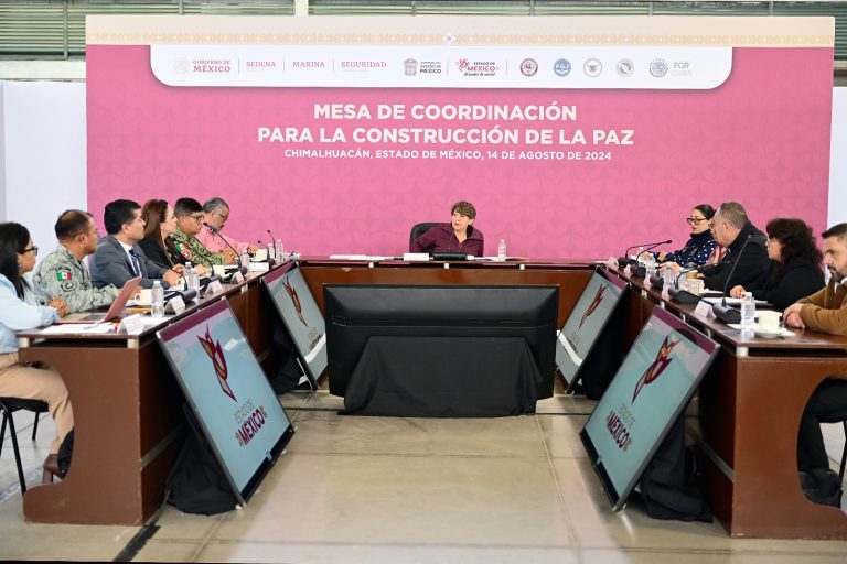 Baja 7% incidencia delictiva en Chimalhuacán, destaca la Gobernadora Delfina Gómez Álvarez en Mesa de Coordinación para la Construcción de la Paz