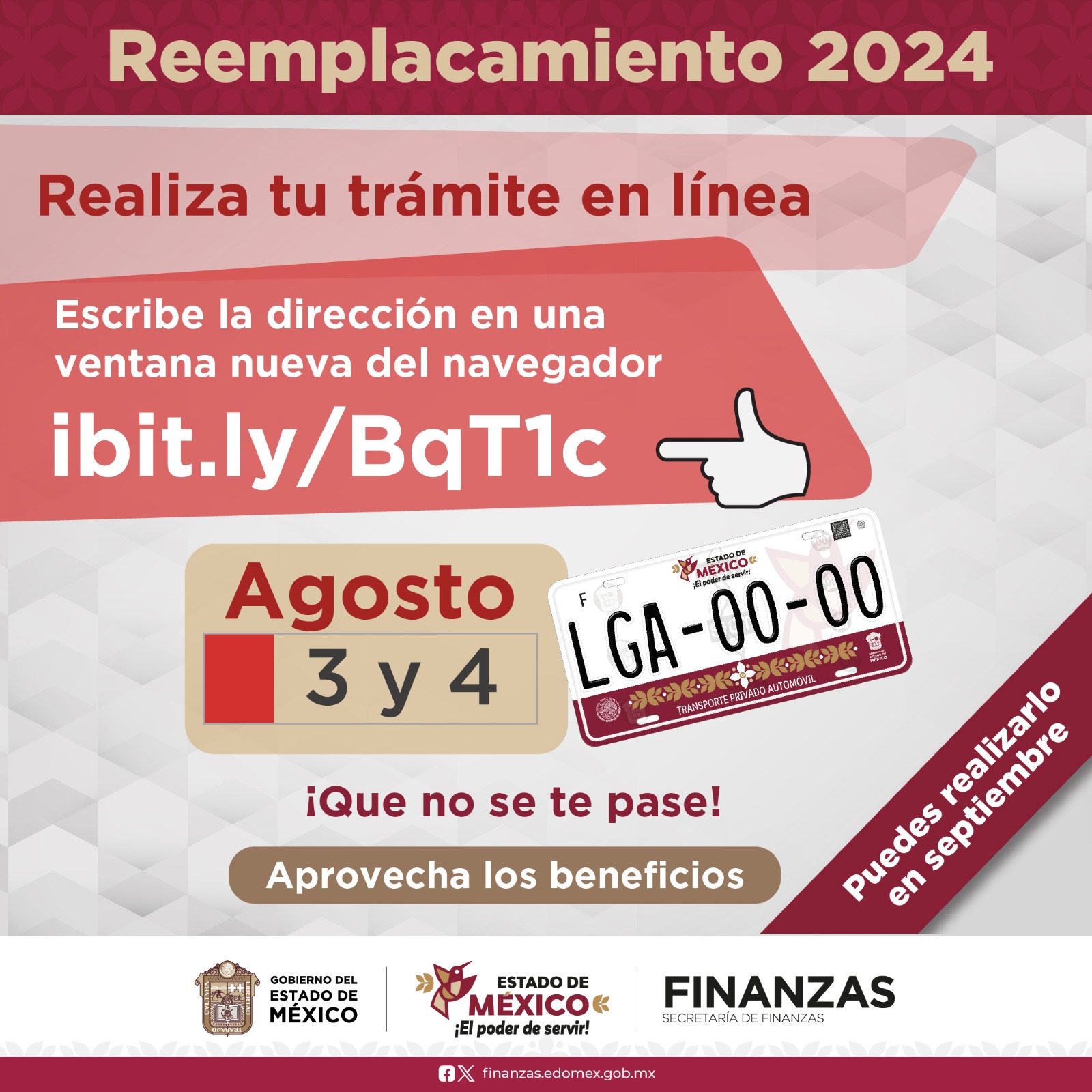 Podrán reemplacar en septiembre vehículos con placas terminación 3 y 4: Secretaría de Finanzas