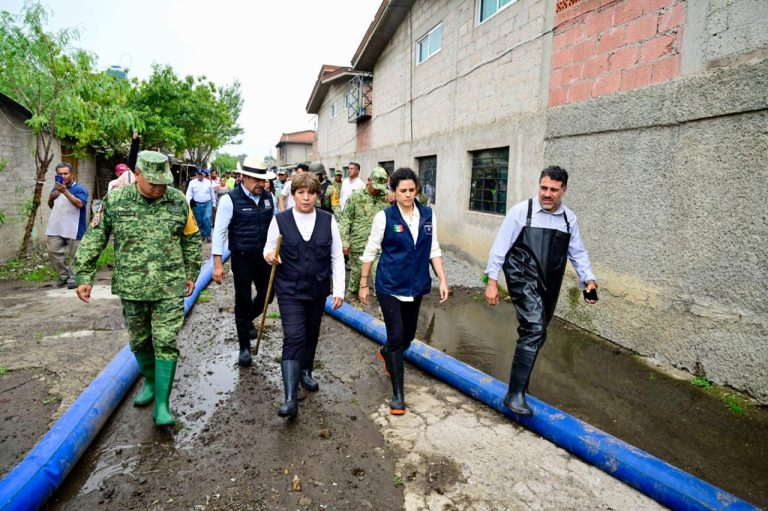 Secretaria de Gobernación Luisa María Alcalde y Gobernadora Delfina Gómez Álvarez supervisan las obras del Colector Solidaridad en Chalco