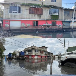 Intensifican Gobierno Federal y EdoMéx desazolve en ocho calles afectadas en Chalco; alistan brigadas de limpieza y sanitización